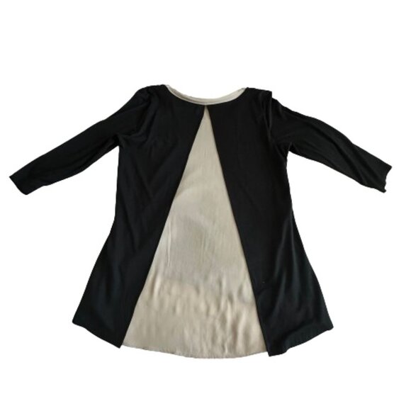 Ann Taylor Women's Small Black & Tan 3/4 Sleeves Boat Neckline Blouse/Tee Top - Picture 6 of 15